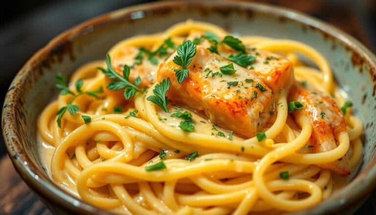 Schnelles Rezept für Nudeln mit Lachs in Sahnesoße