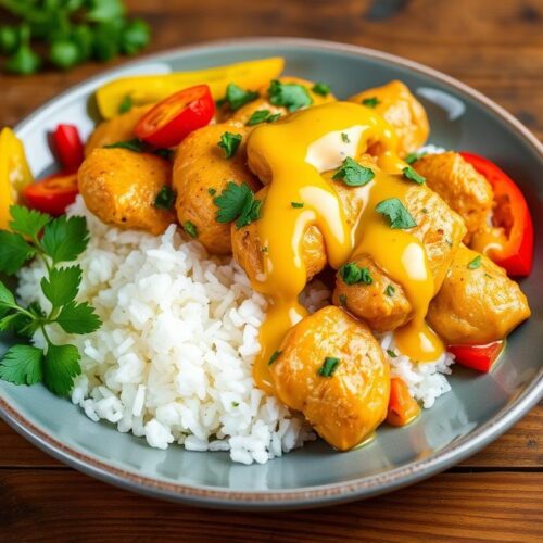 Honig Senf Hähnchen mit Reis