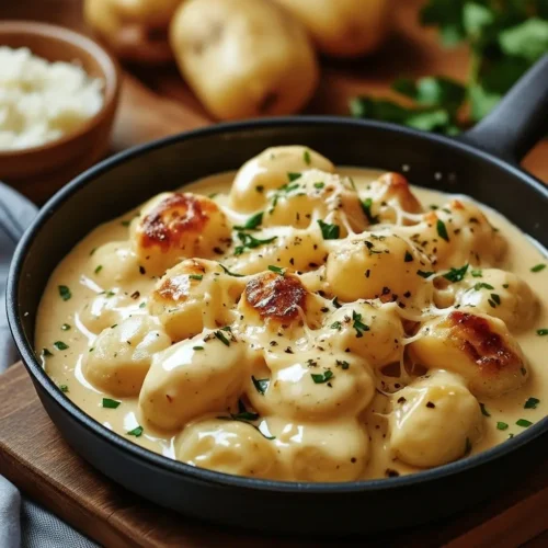 Cremige Knoblauchsauce mit Babykartoffeln