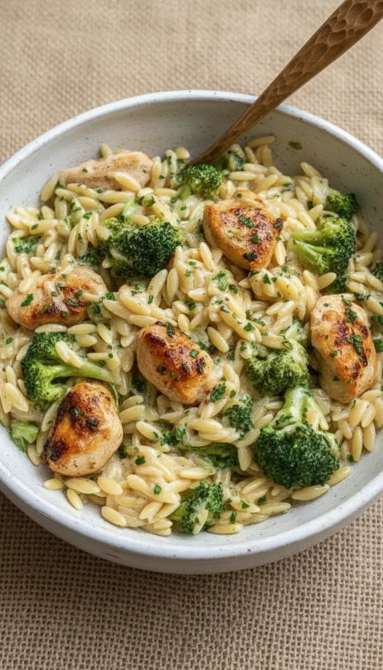 Käse-Hähnchen-Brokkoli-Orzo