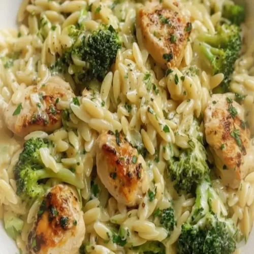 Käse-Hähnchen-Brokkoli-Orzo