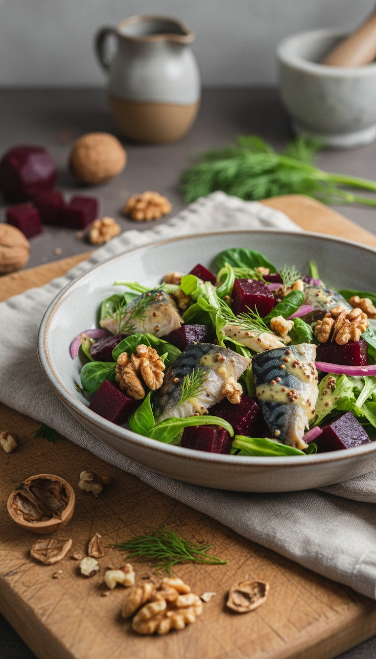 Makrelen-Salat mit Rote-Bete und Walnüssen