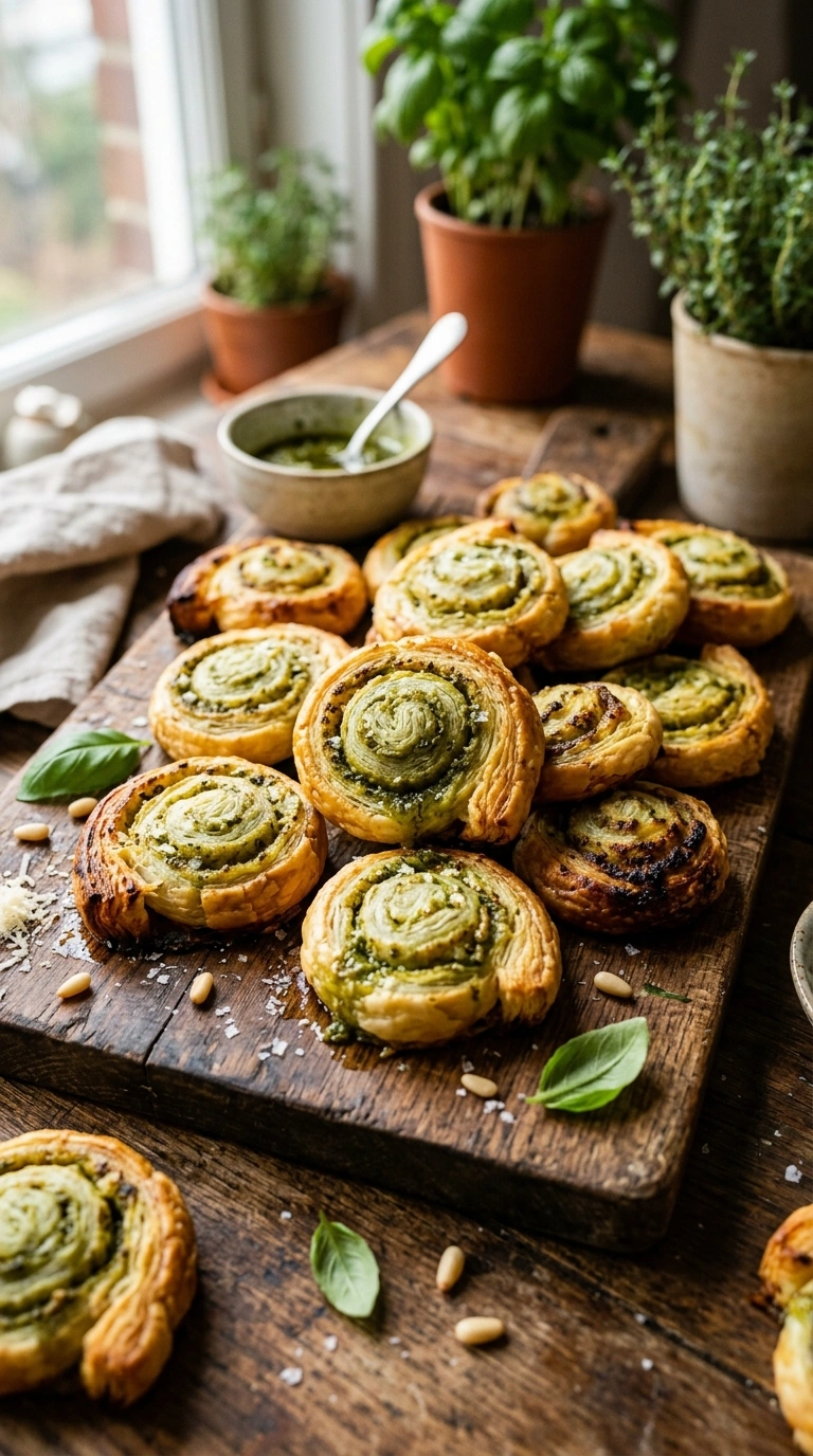 Blätterteig-Schnecken mit Pesto