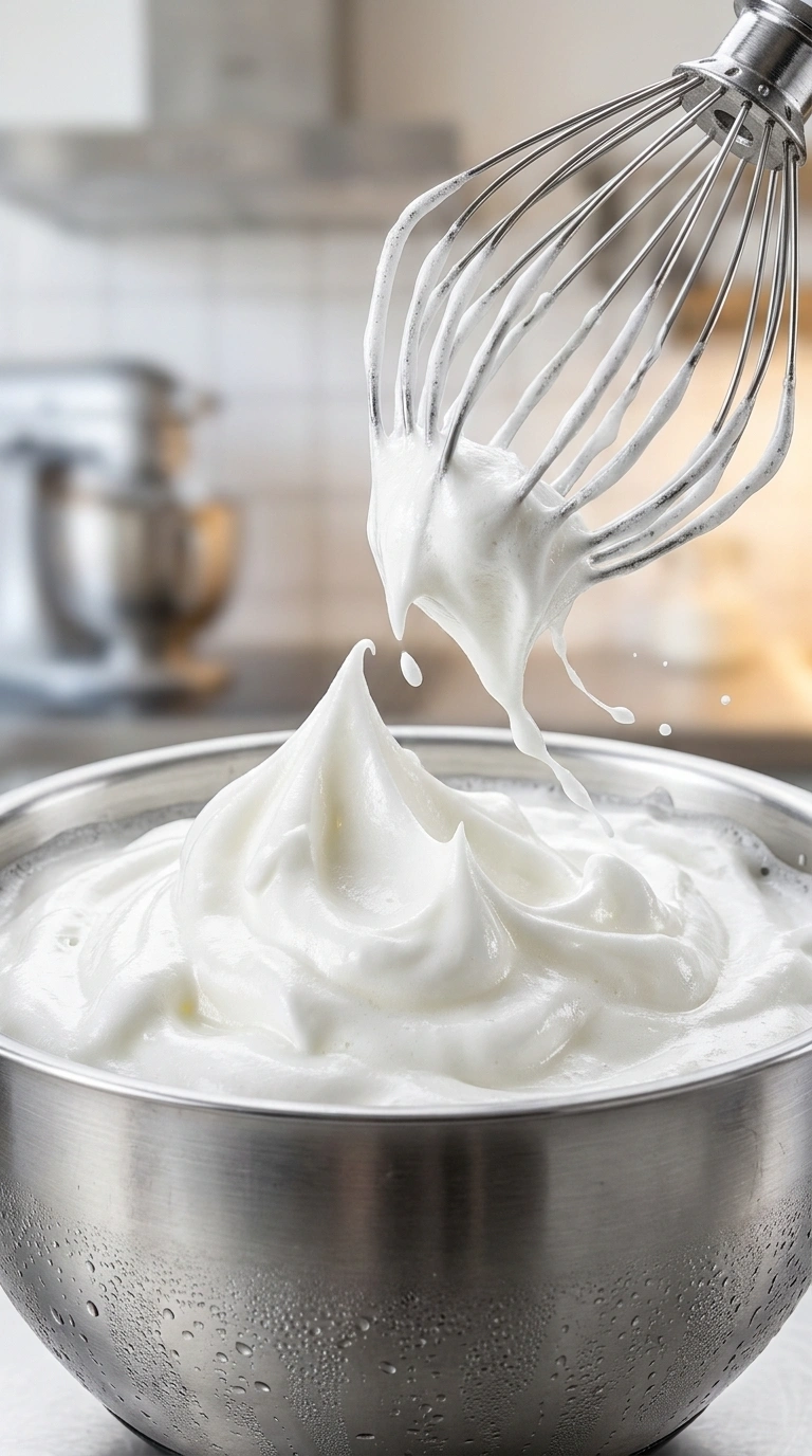 Eischnee für Erdbeer Pfannkuchen Soufflé steif schlagen – der entscheidende Schritt