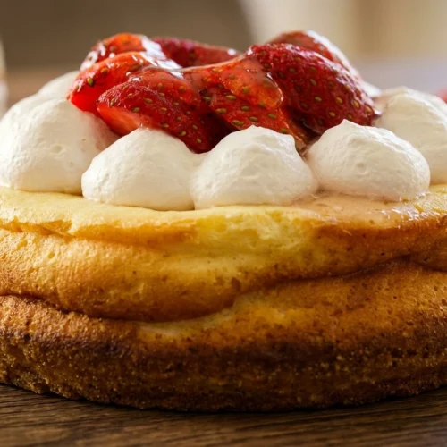 Erdbeer Pfannkuchen Soufflé – goldbraun, luftig, mit frischen Erdbeeren und Schlagsahne