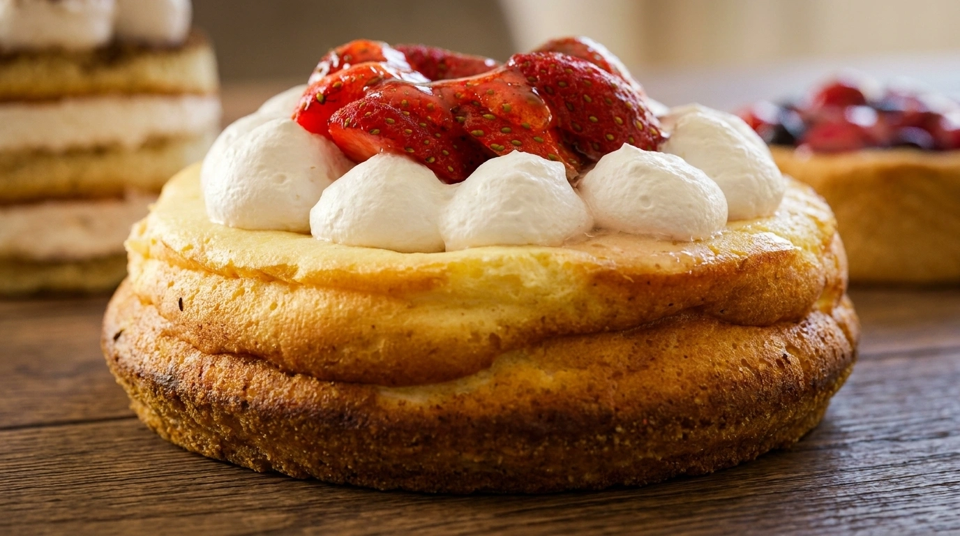 Erdbeer Pfannkuchen Soufflé – goldbraun, luftig, mit frischen Erdbeeren und Schlagsahne