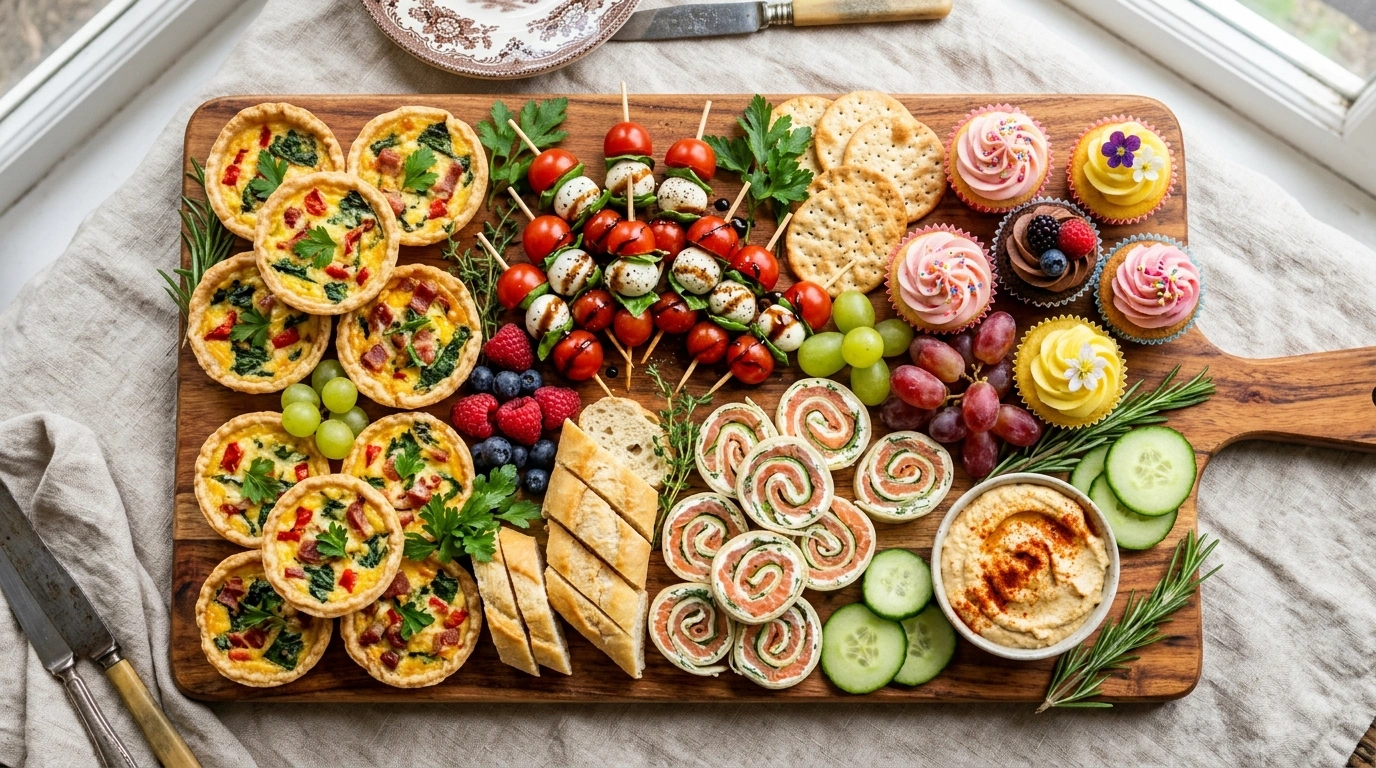 Fingerfood Ideen für die Party – bunte Häppchen auf einem Servierbrett