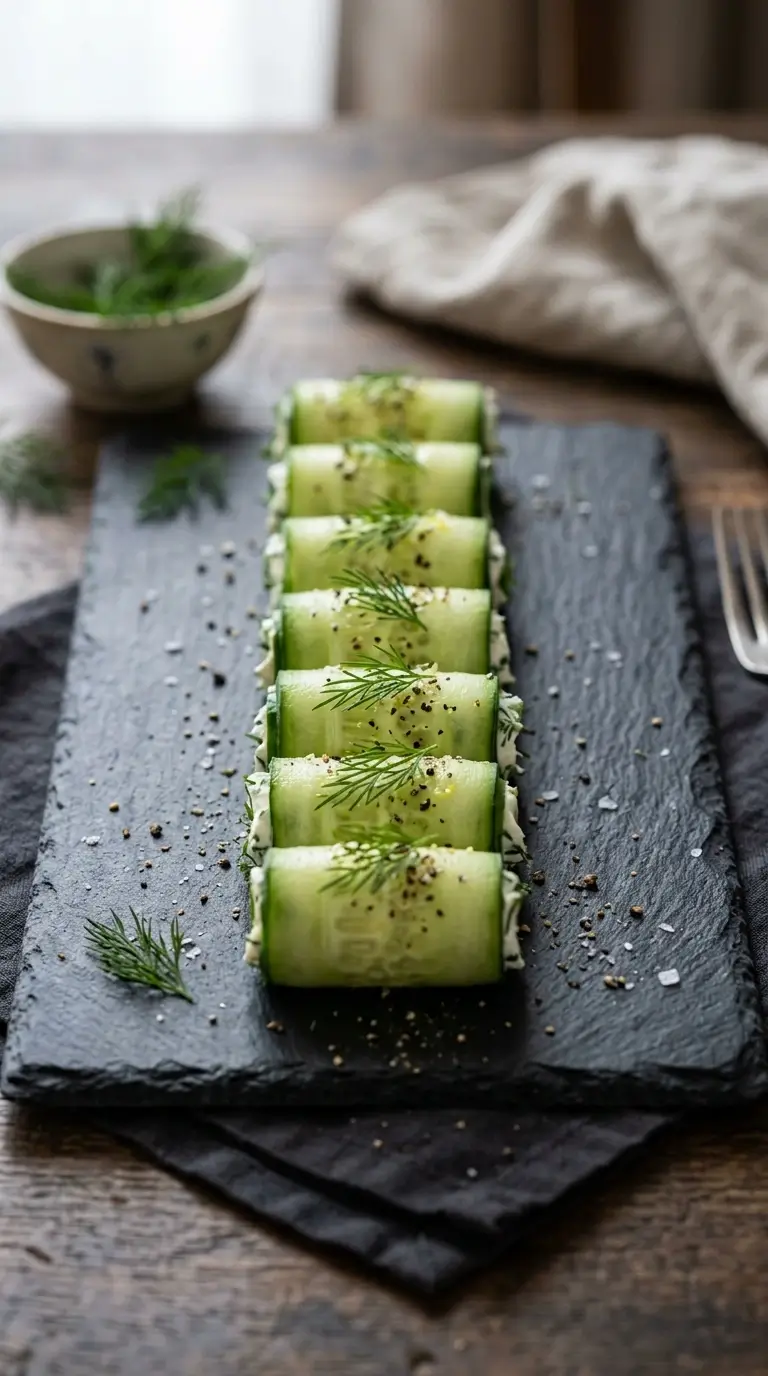Gurkenrollen mit Frischkäse
