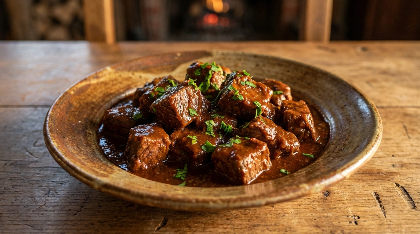 Klassisches Rindergulasch ganz einfach – zartes Fleisch in dunkler Paprikasauce