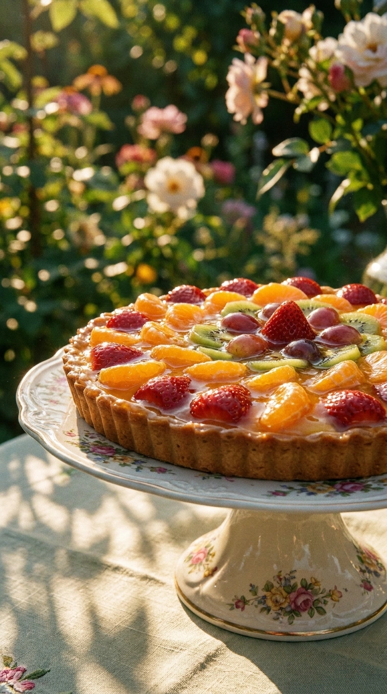 Sommer-Obsttorte mit Vanillecreme – bunt belegter Kuchen für Gartenpartys und Feiern