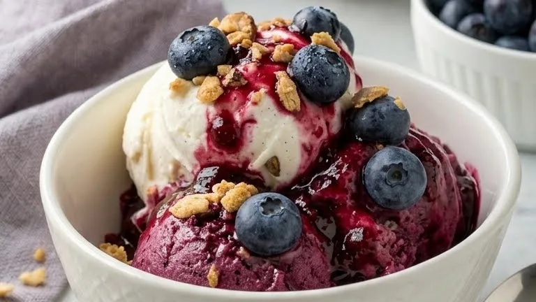 schnelle Rezepte – Blaubeer-Joghurt-Eis ohne Eismaschine – Fruchtig, Cremig und Unglaublich Einfach