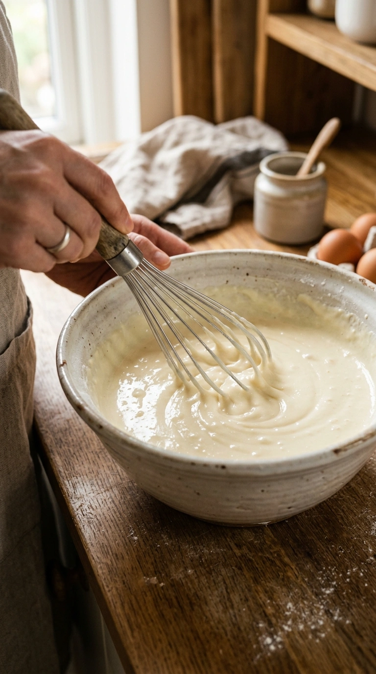 Quark, Eier und Zucker werden zu einer cremigen Quarkmasse verrührt