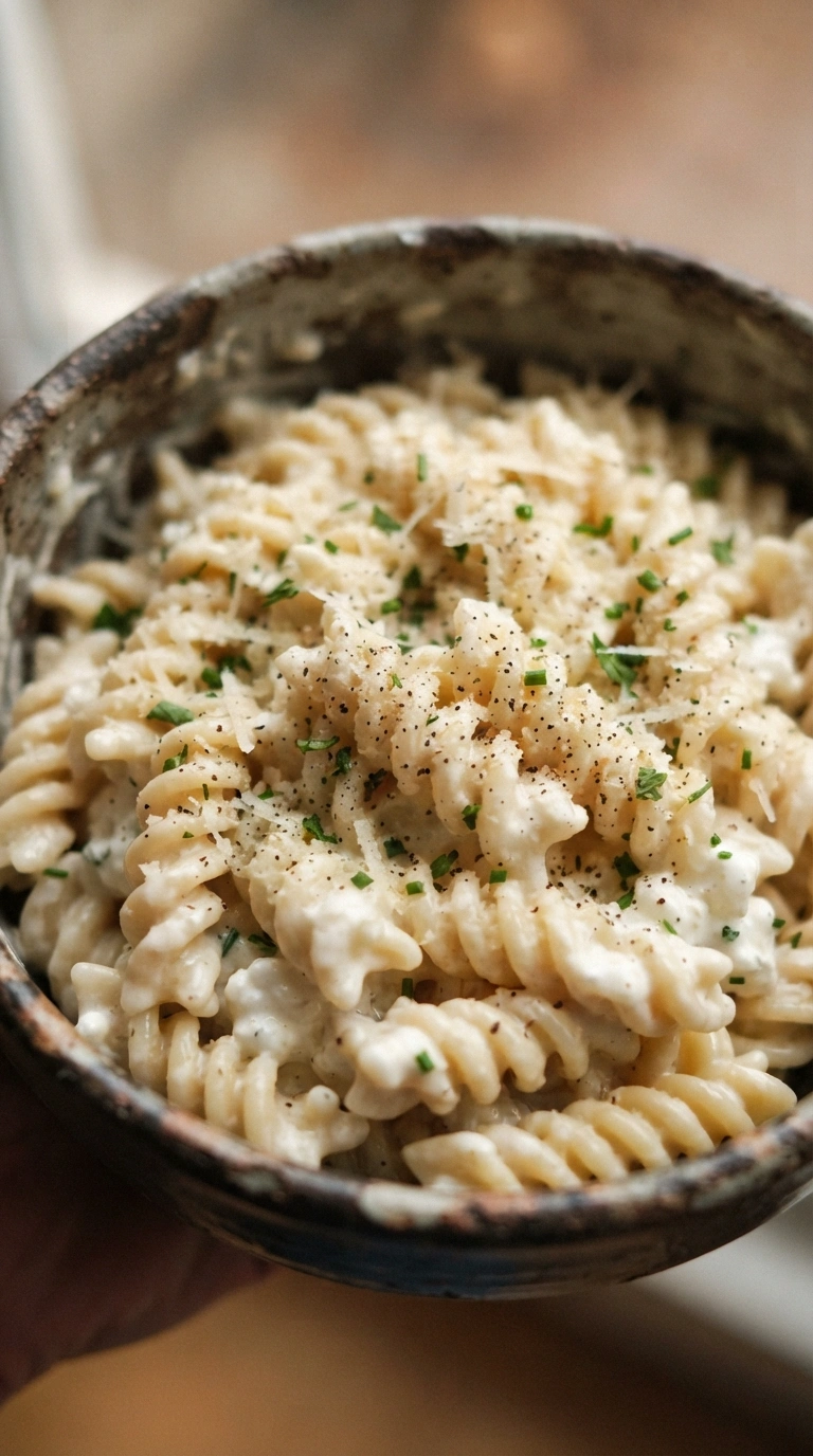 Creamy fusilli pasta