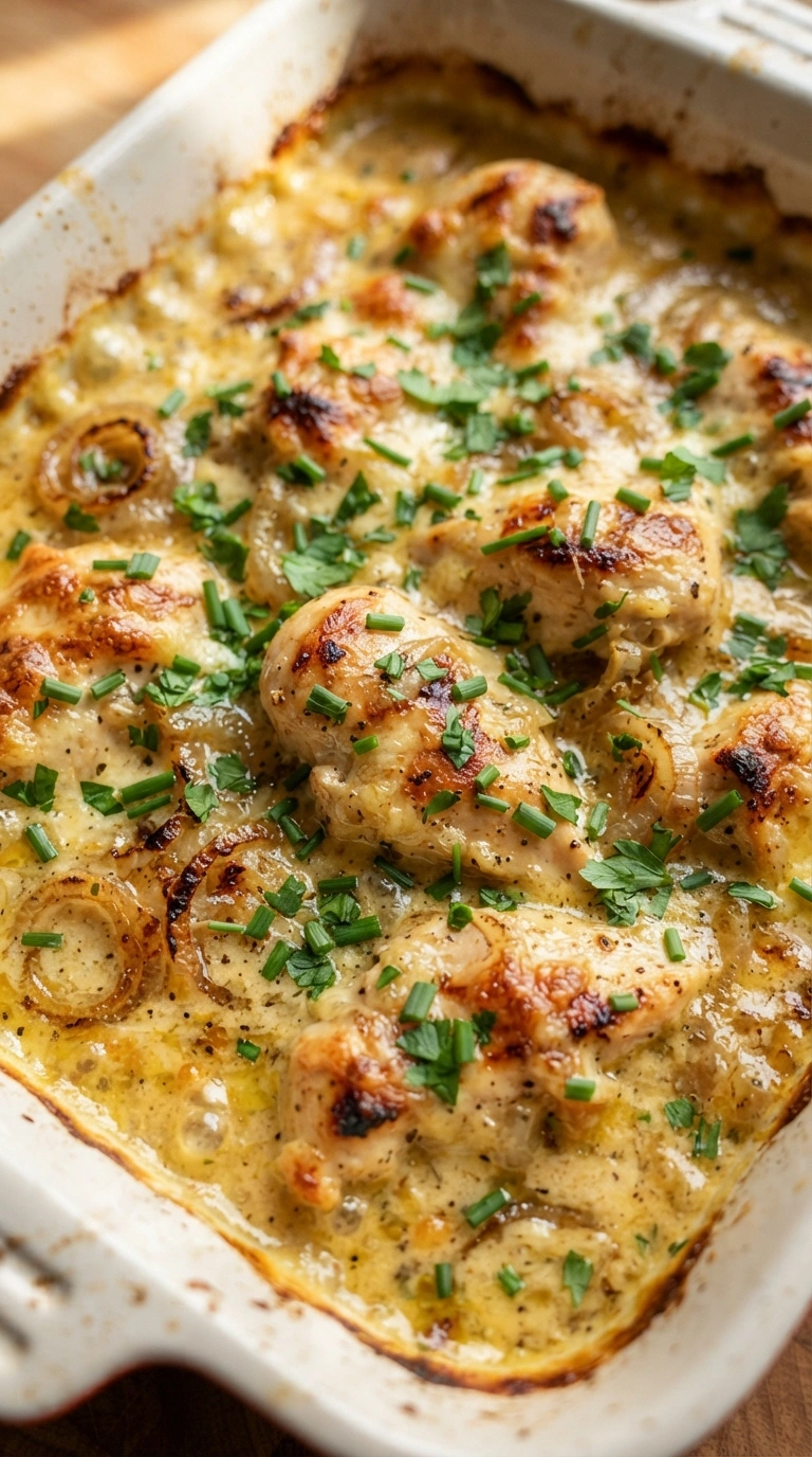 Sahne Hähnchen aus dem Ofen mit cremiger Käsesauce und frischen Kräutern