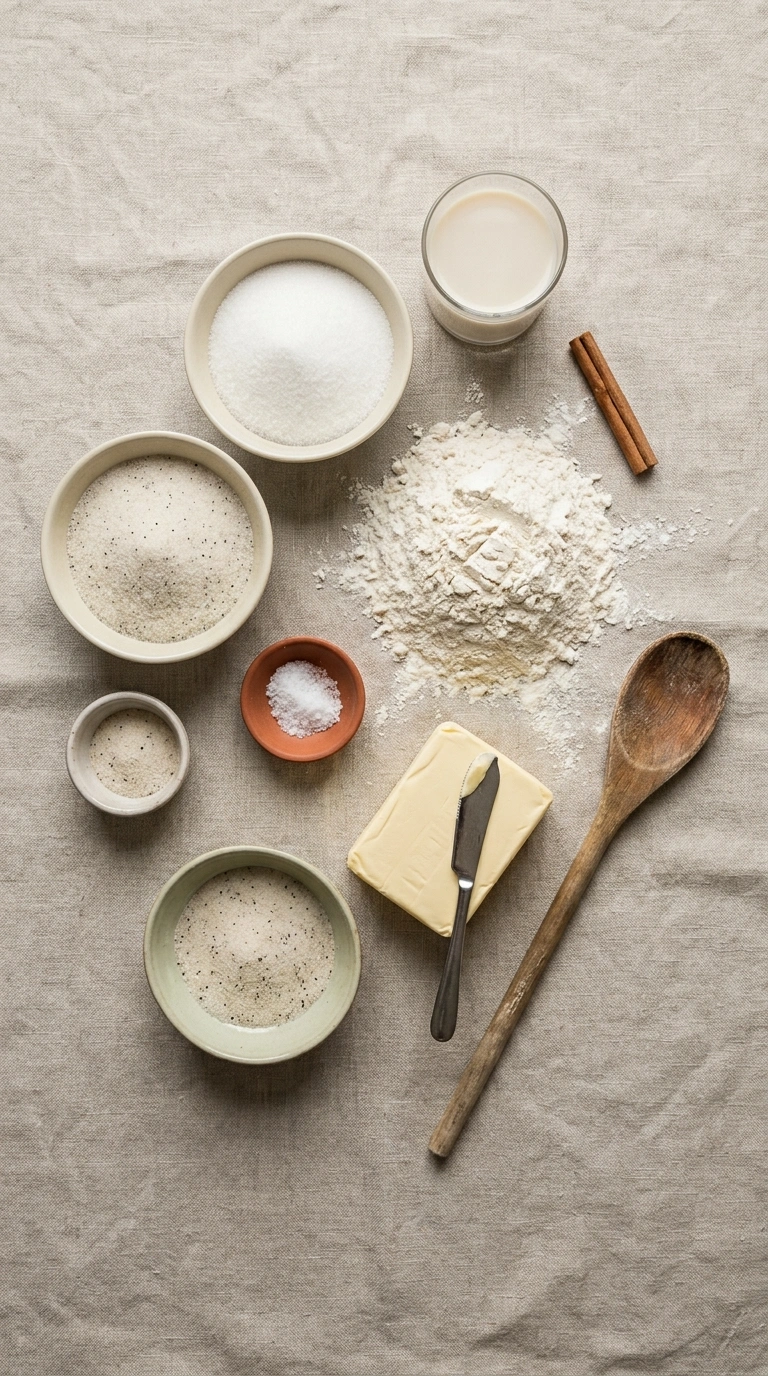 Zutaten für vegane Butterplätzchen von oben fotografiert