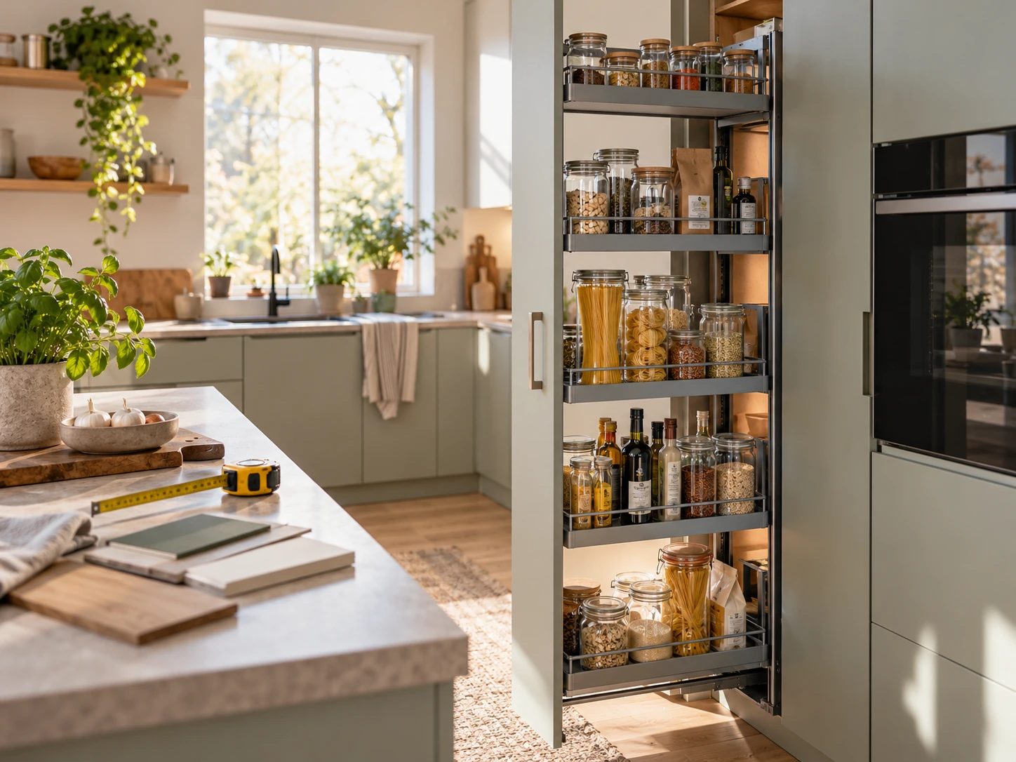 Maß- und Planungsübersicht zu Apothekerschrank Küche: Maße, Vorteile und Alternativen